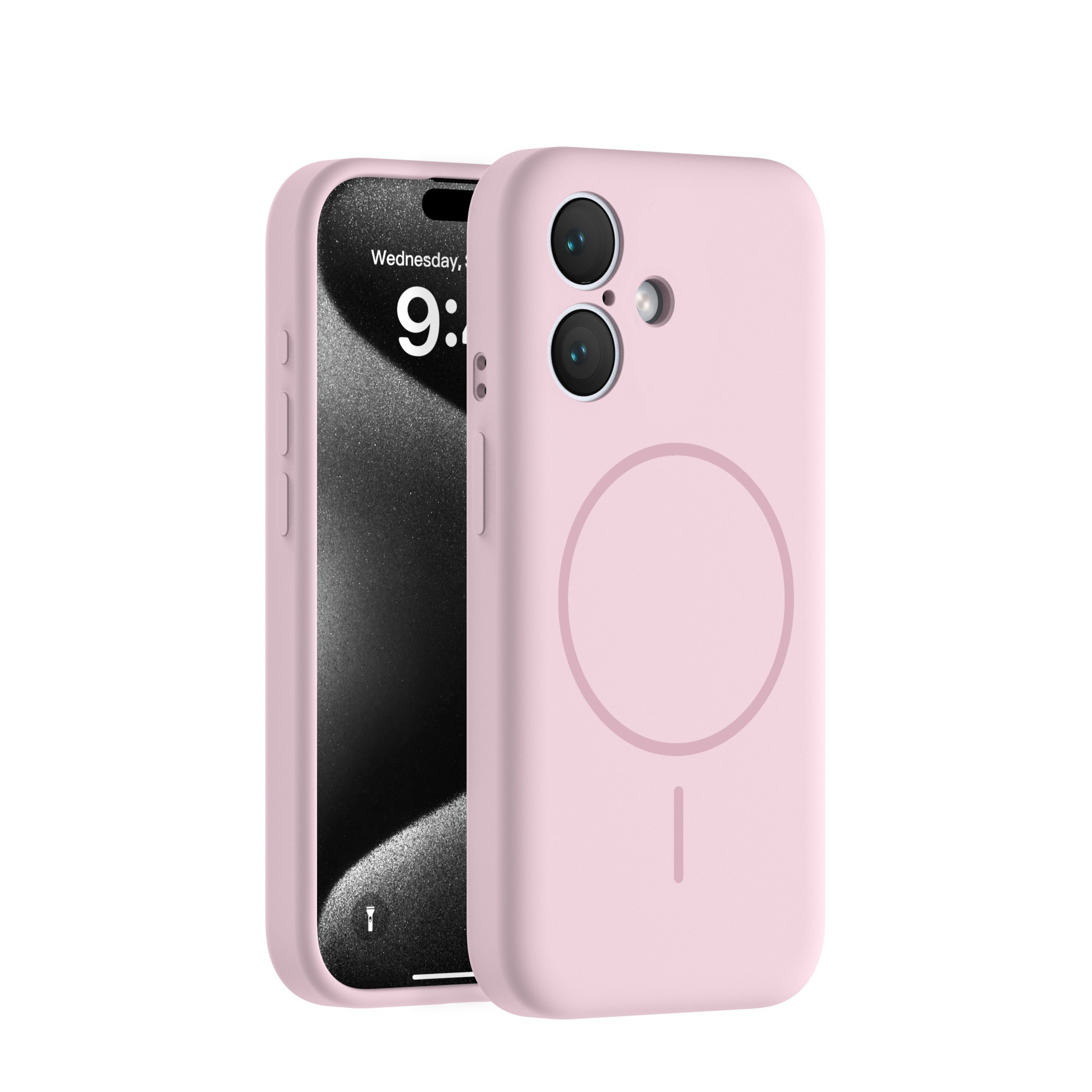 iPhone 16 MagSafe (Slim Look) Silikon Case Hülle mit Kameraschutz - Rosa
