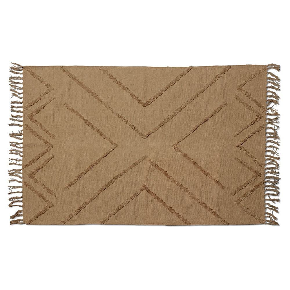 Tapis rectangulaire coton tufté Beige 100x150 cm