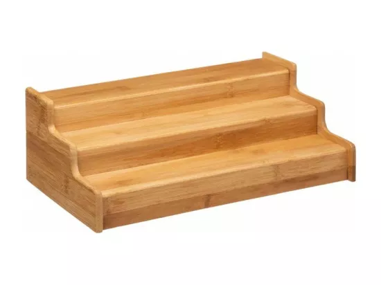 Rack à épices extensible 3 étages en bambou - Beige - L 32,5 cm