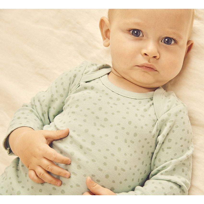 Lot de 3 bodies manches longues imprimé tacheté pour bébé - Ecru