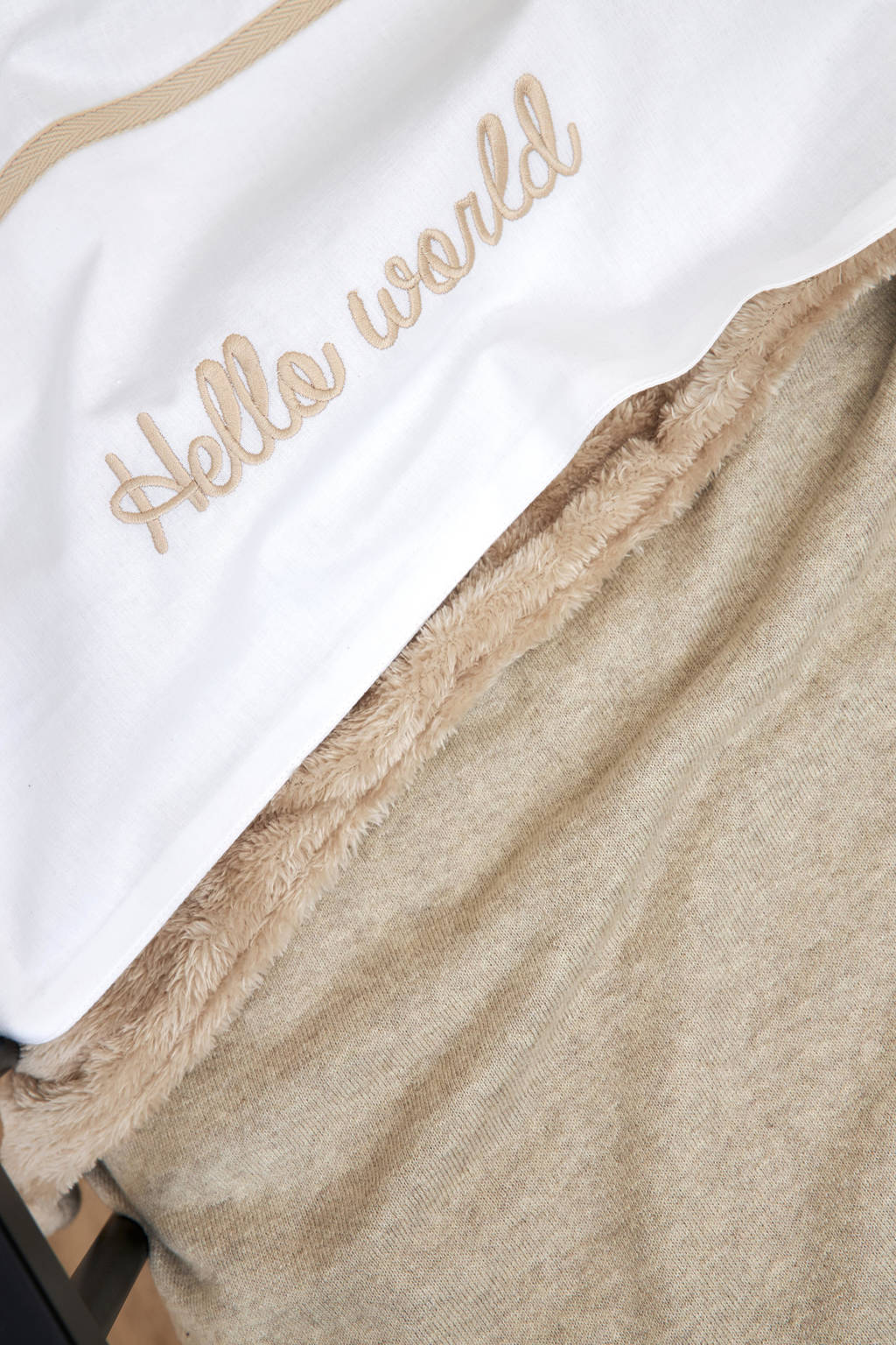 reversible baby ledikantdeken Knit Basic Teddy 100x150 cm Sand Melange