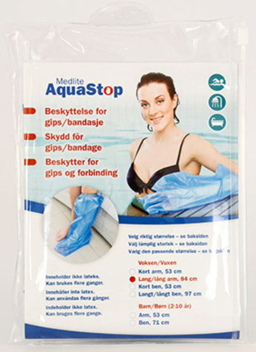 Aquastop dusjbeskyttelse for voksne lang arm 1 stk