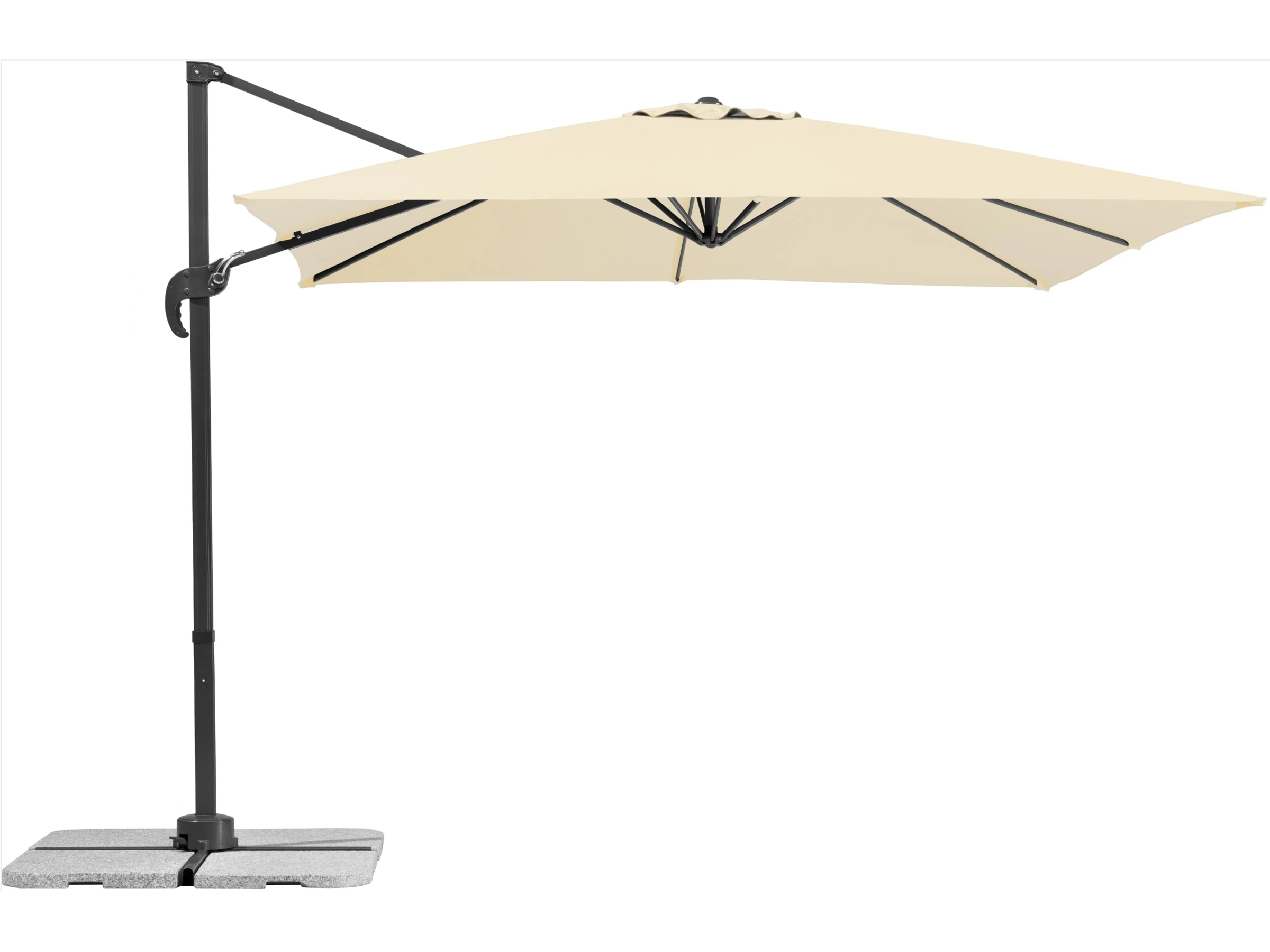 Schneider Ampelschirm Rhodos Junior 270 cm x 270 cm Natur mit Kurbelmechanik
