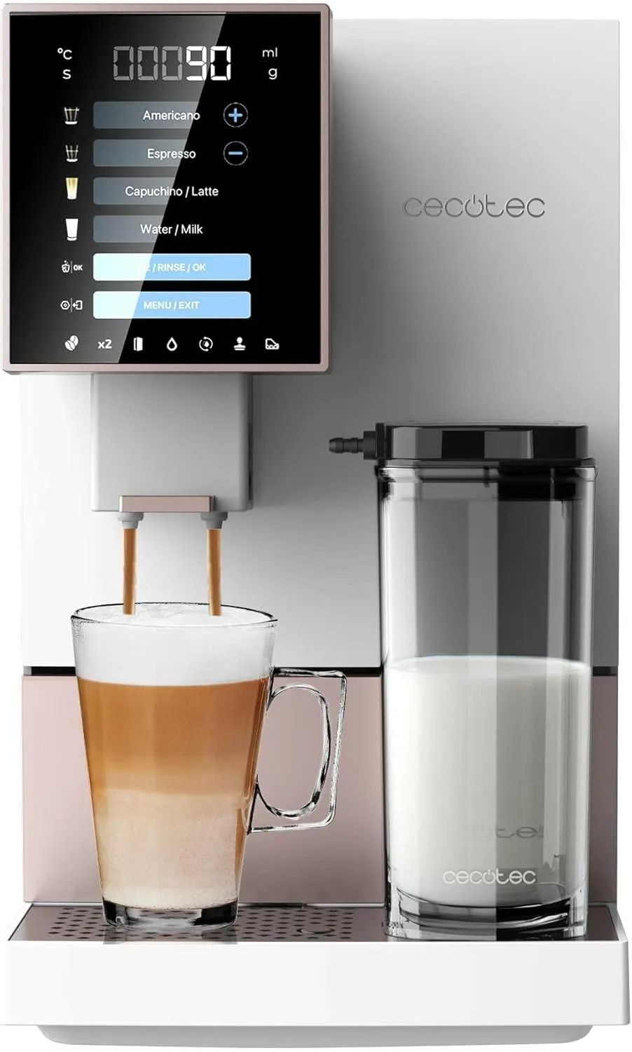 Cecotec Kaffeevollautomat Cremmaet Compactccino White Rose