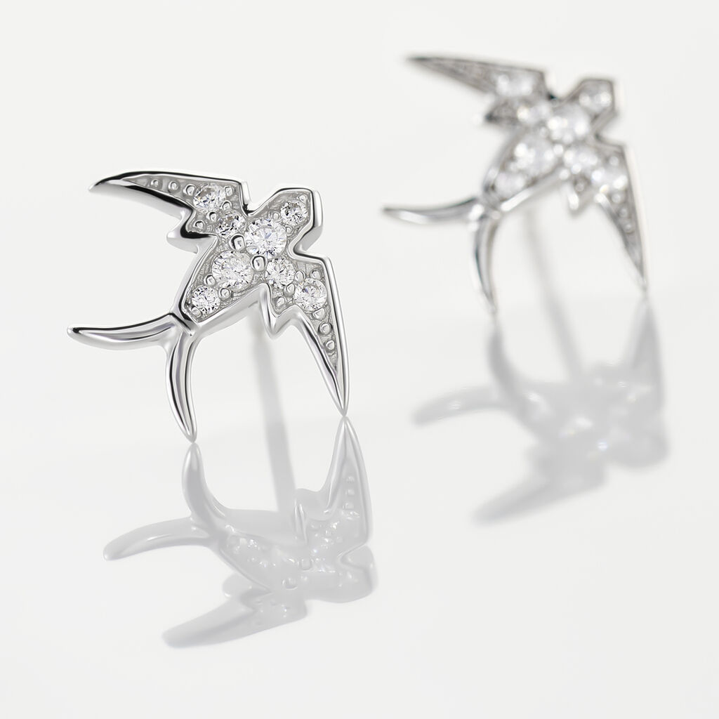 Boucles D'oreilles Puces Janea Argent Blanc Oxyde De Zirconium