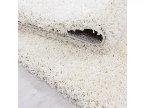 Tapis poils longs shaggy 300x400 rectangle tissé crème motif uni UNI L