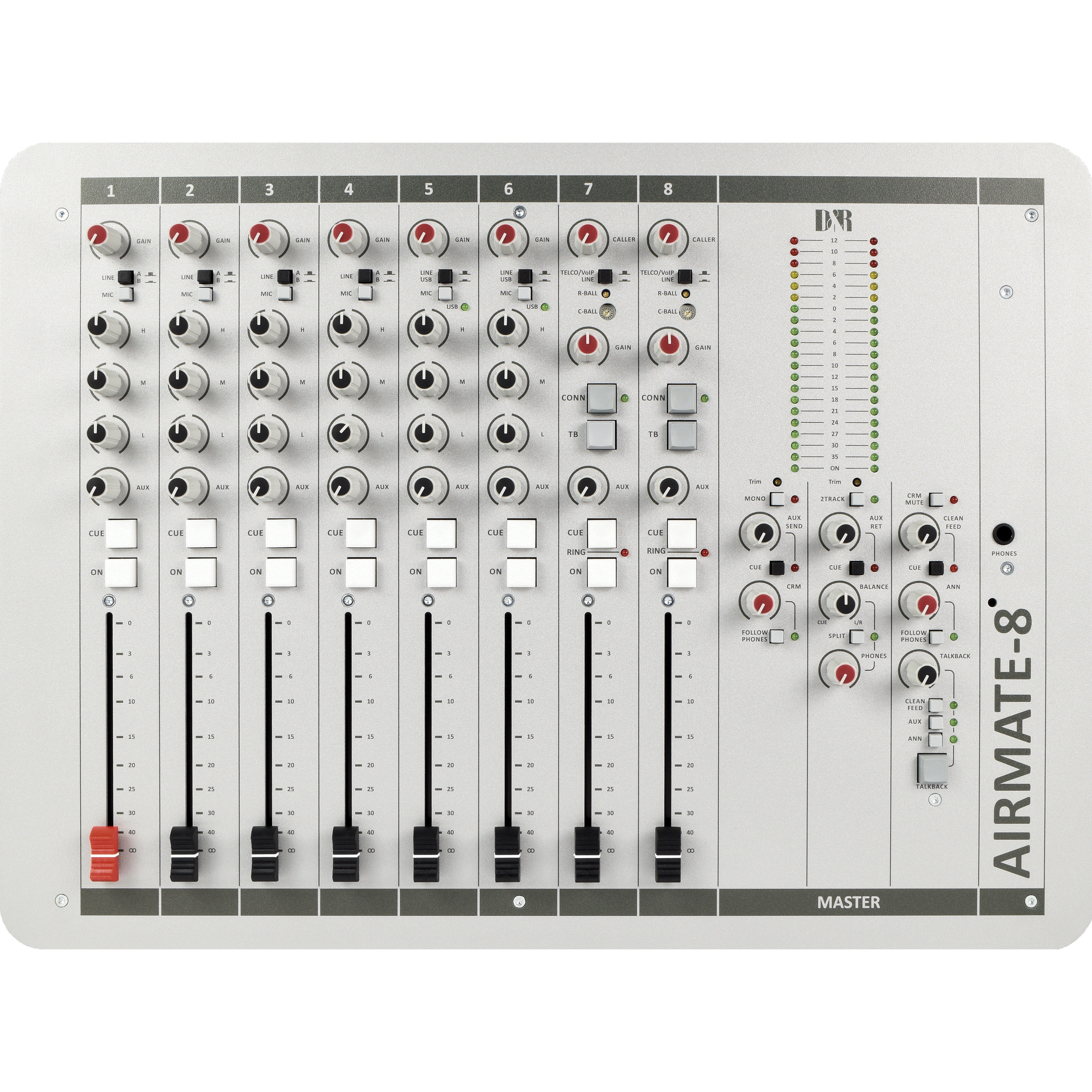 D&R Airmate-8 USB broadcast mengpaneel 8 ch. 1x Telco, 1x VoIP