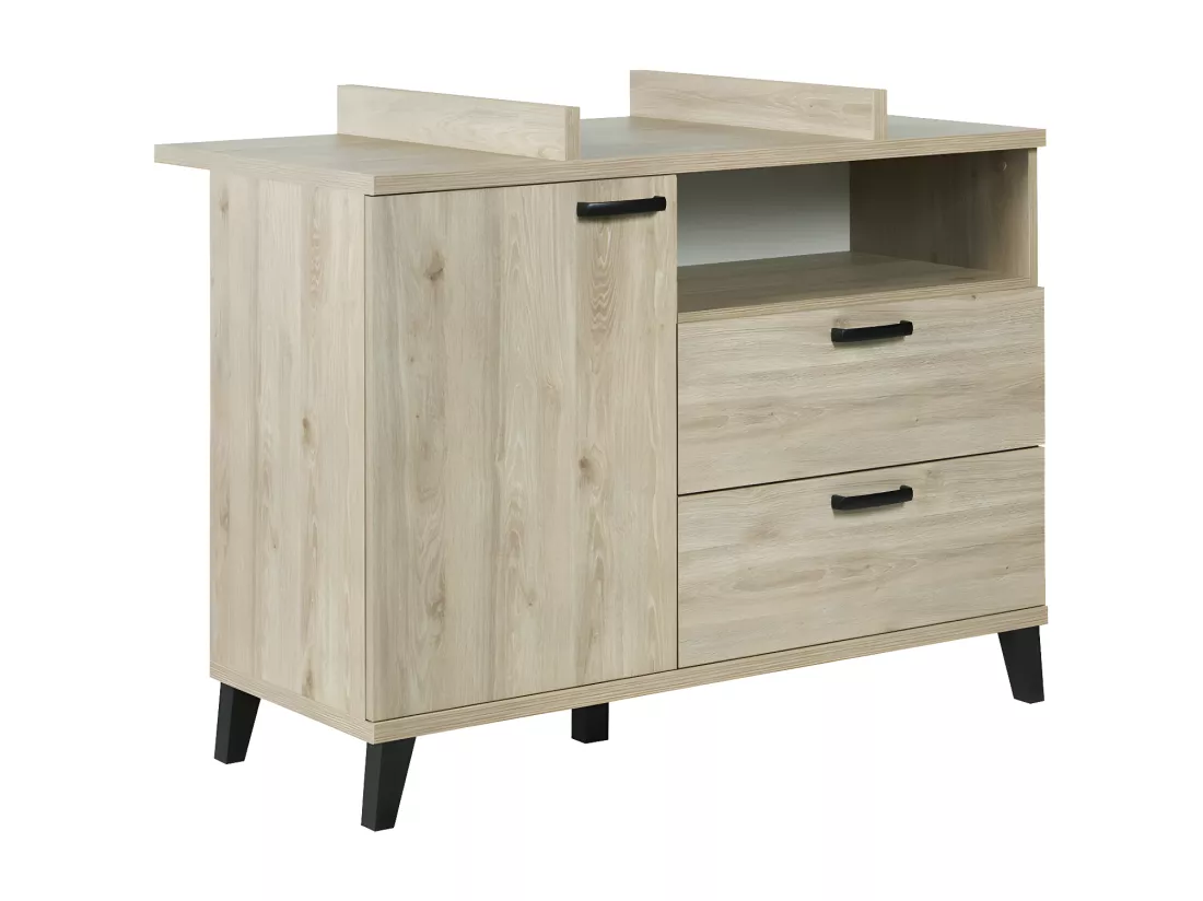 Commode bébé robuste avec table à langer intégrée coloris chêne clair collection DANAÉ.