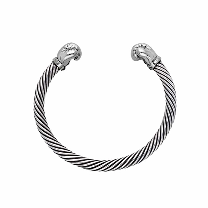 Bracelet Homme Jonc Argent Gants De Boxe