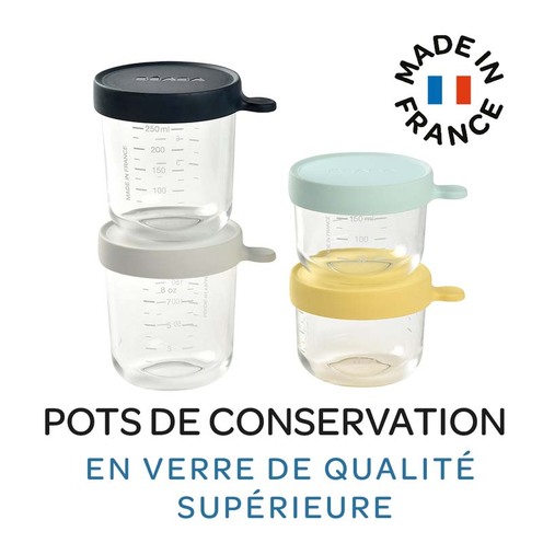 Coffret 4 portions verre Bleu/Jaune - BEABA