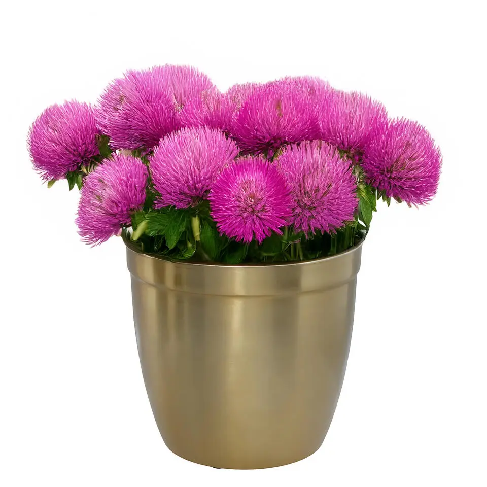 Gerimport bloempot Gea - goud - D23 cm - H21 cm - tuindecoratie