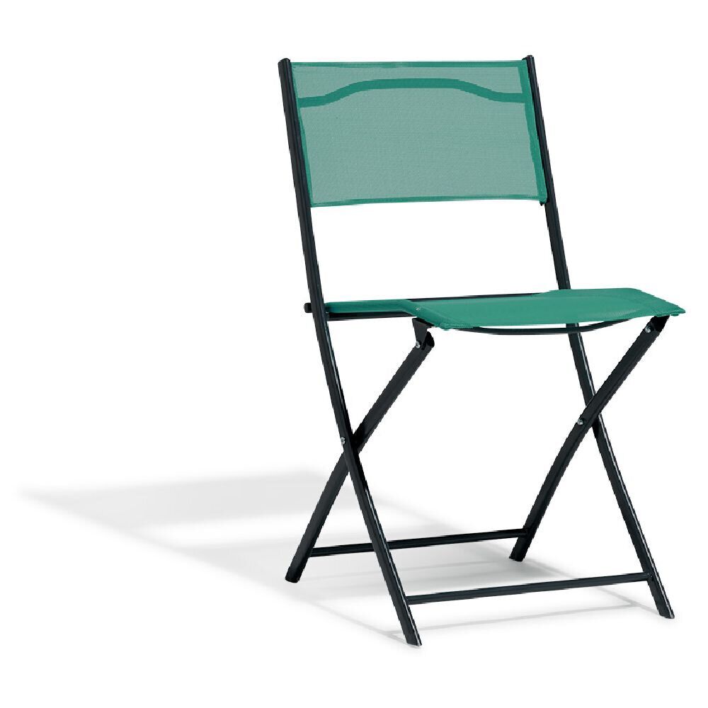 Chaise de jardin pliante Oslow métal bleu 45x50xH81cm