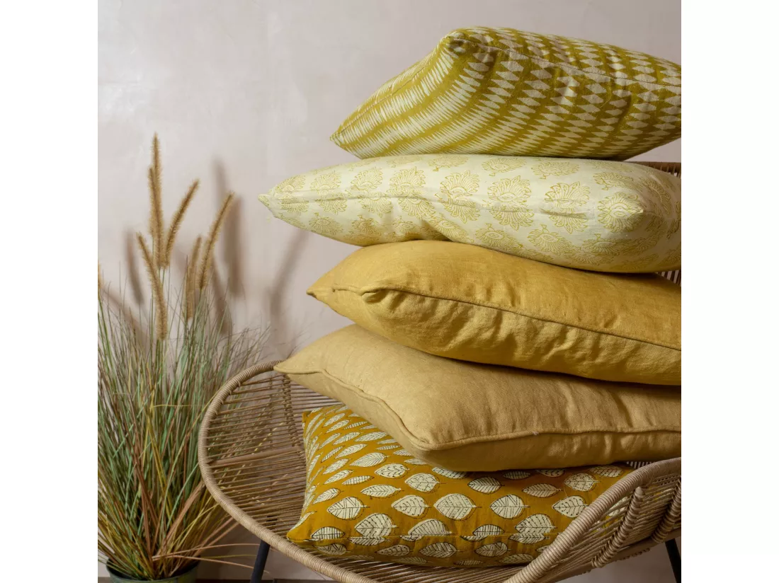 Now's Home - Coussin Carre En Lin Coloris Camel 40x40cm Nyl