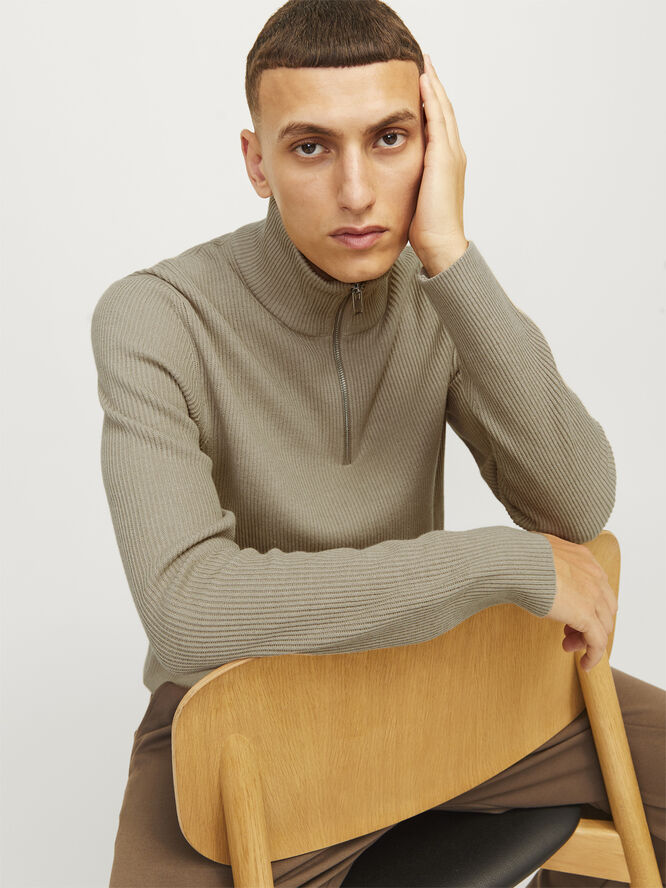 Jack & Jones JJEPERFECT KNIT HALF ZIP SN Crockery