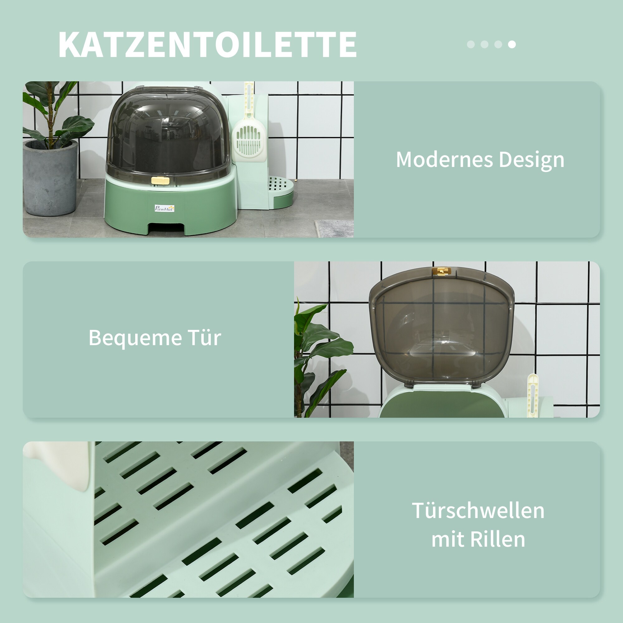 PawHut Katzentoilette mit Schaufel grau 52L x 60B x 42H cm