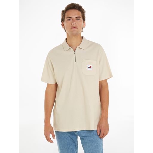Tommy Jeans Waffle Polo T-shirt, Newsprint, XXL