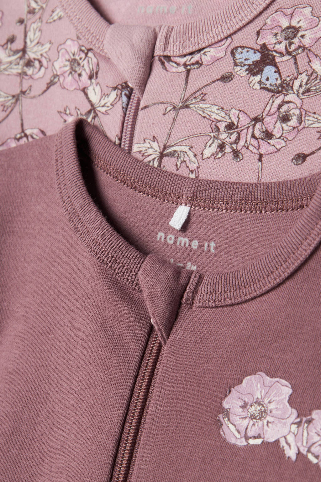 NAME IT baby pyjama met all over print - set van 2 paars/mauve