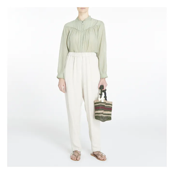 Pomandère Pantalon Carotte Fluide Elastiqué | Ecru