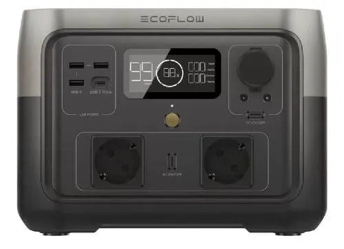 EcoFlow RIVER 2 Max - Transportabel strømstation - AC 220-240/ DC 11-50/12/24 V - 1000 Watt - litiumjernfosfat - 512 Wh - Wi-Fi, Bluetooth - output-stikforbindelser: 9 - Europa