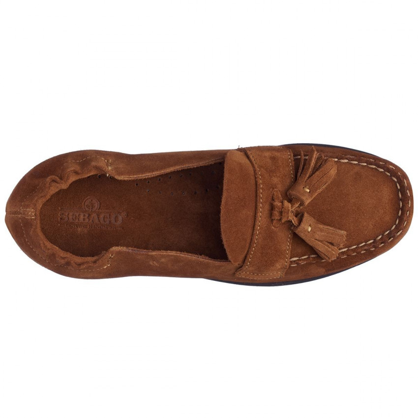 LISA Brown Cognac-Mocassin pour femme en cuir suede