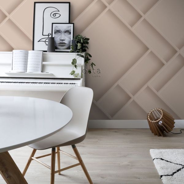 Estahome Wandpanelen Diagonaal Fotobehang  - 2 x 2,79 m - Zacht Roze
