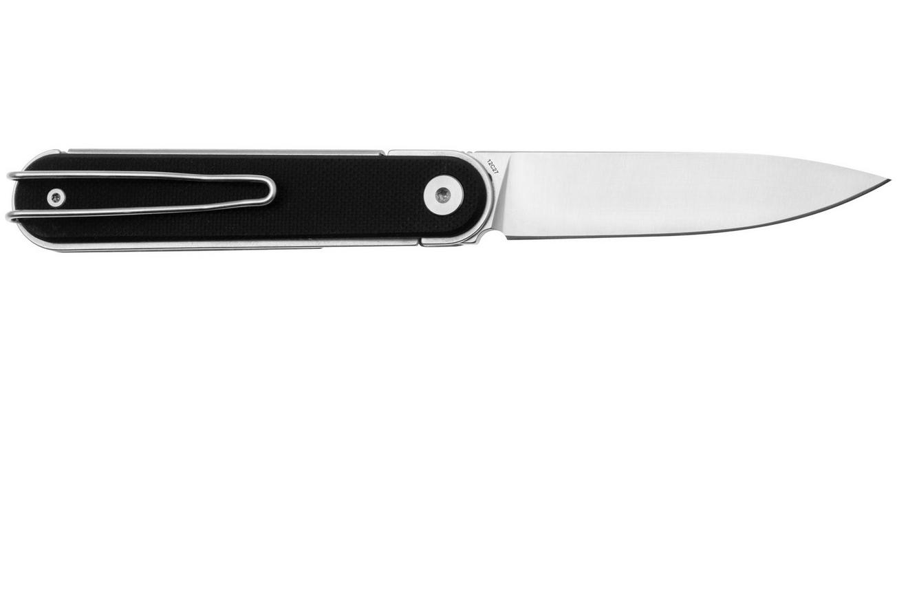 Real Steel Iris Front Flipper 8061BB Satin 12C27, Black G10, zakmes