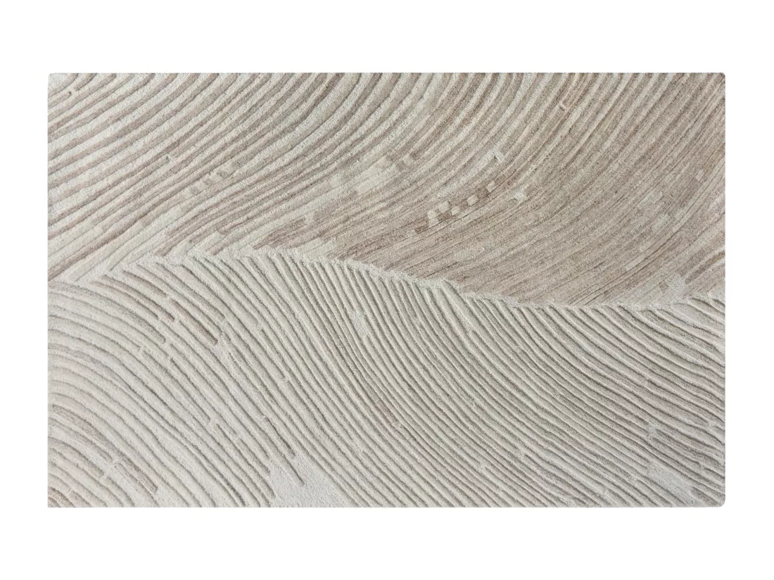 Tapis en relief 100% laine fait à la main - 200 x 290 cm - 2200g/m2 - Ivoire - SERAPHINA