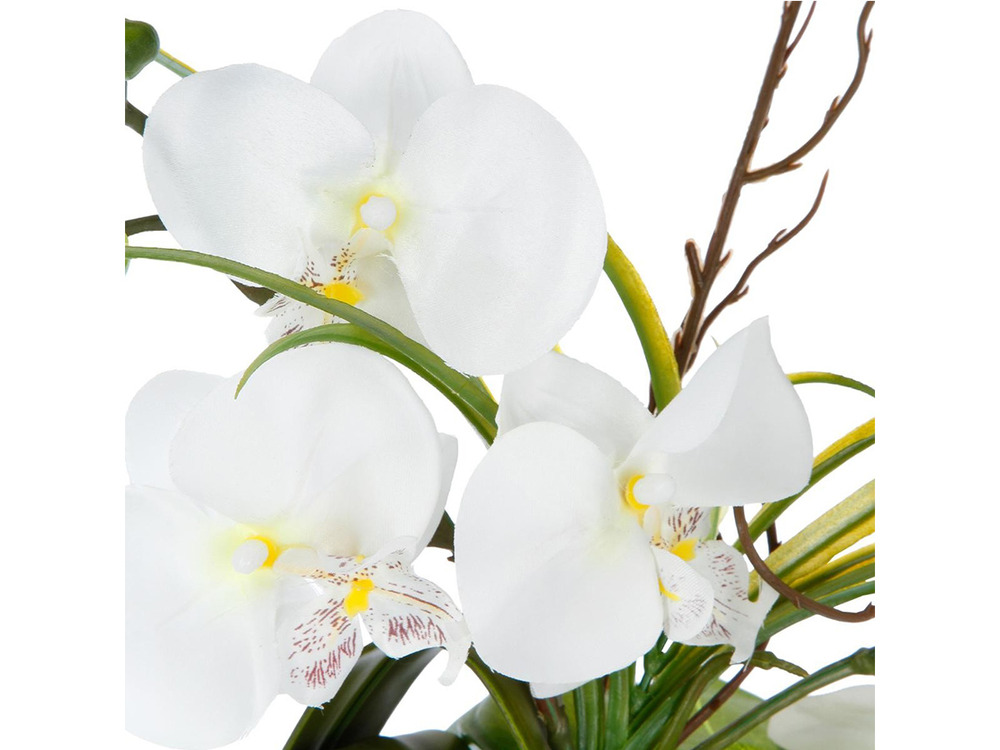 Composition florale artificielle d'orchidées avec vase céramique h 44 cm