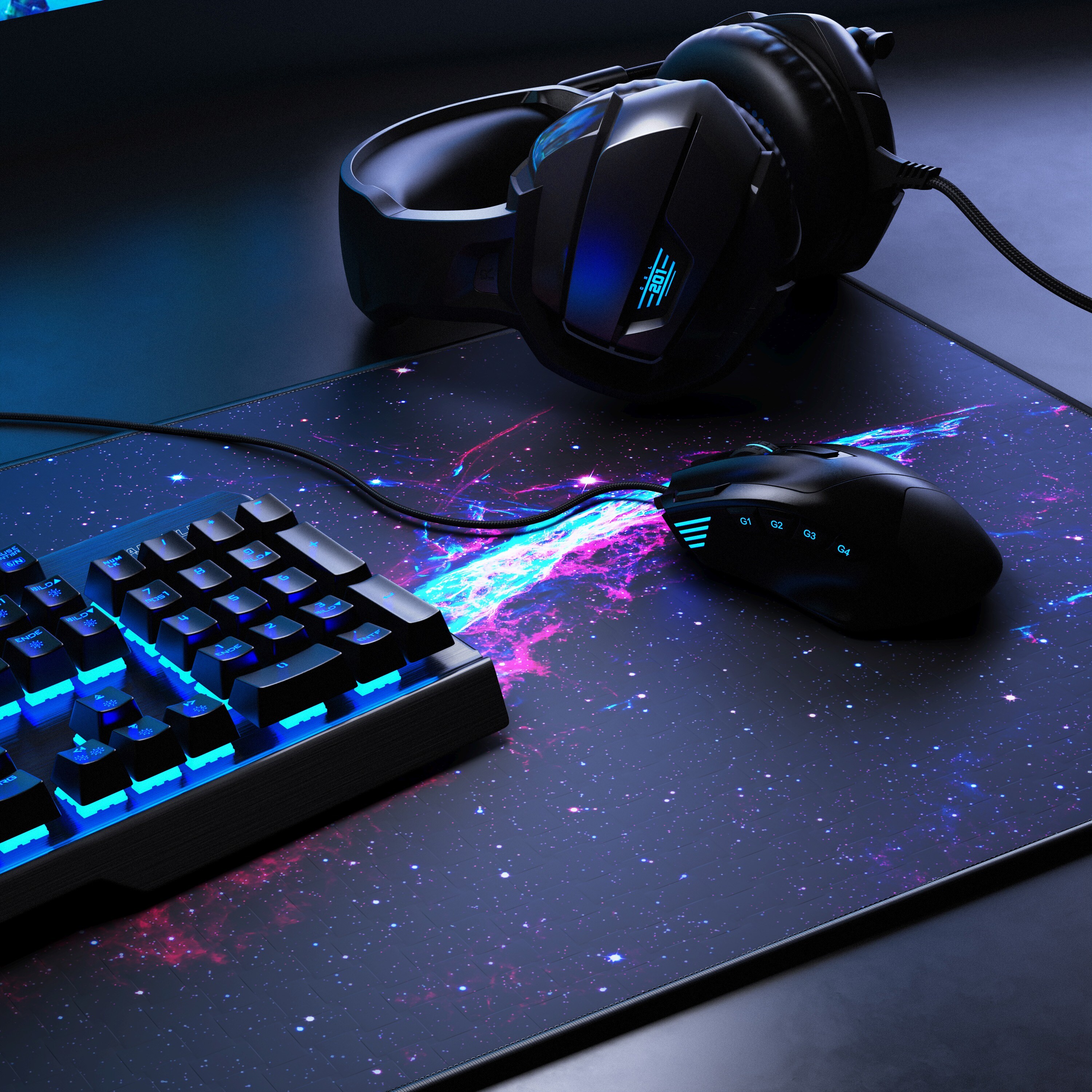 CSL Gaming Mauspad, XXL, Mousepad, 900 x 400 x 3 mm, Tischunterlage, abwaschbar, Galaxie Speed