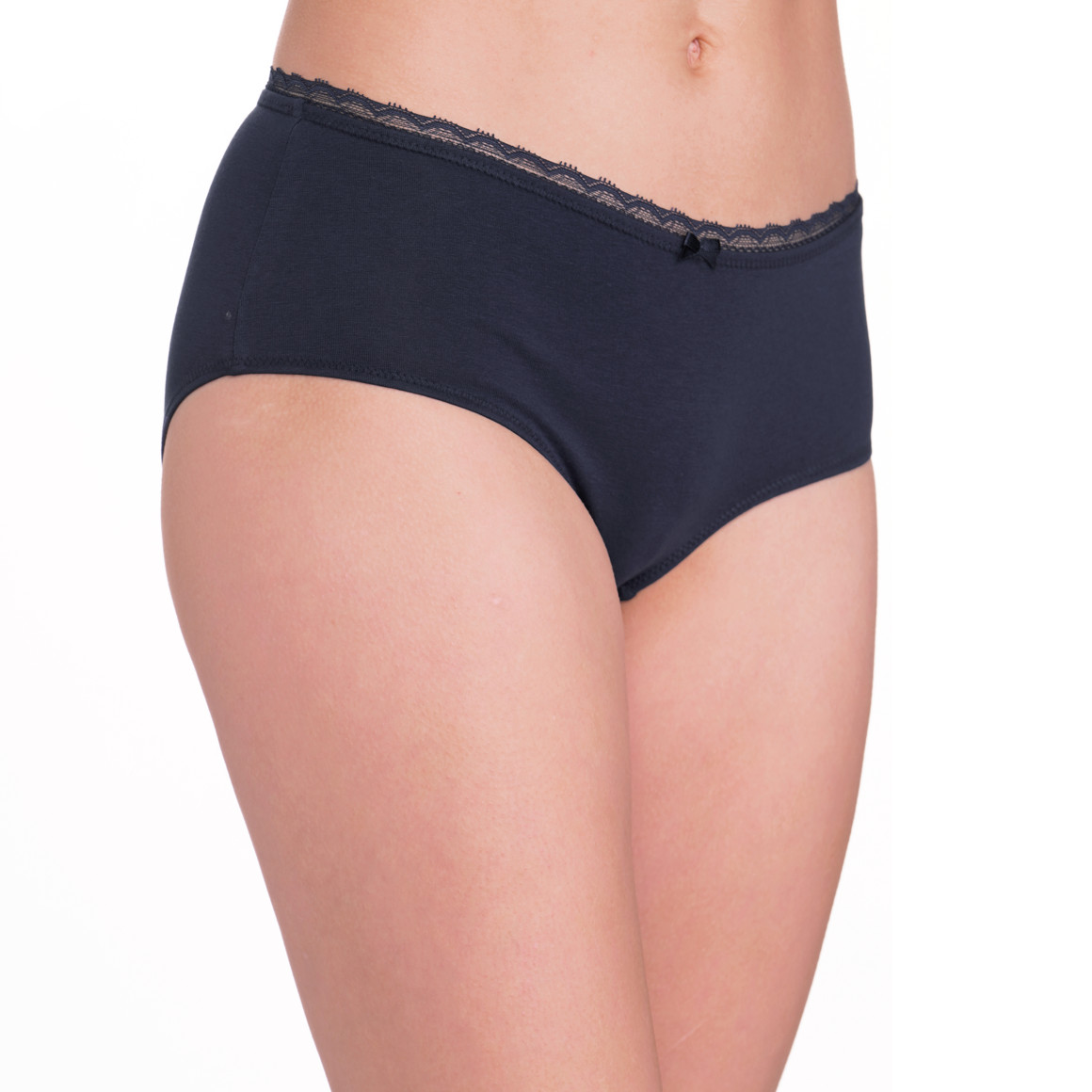 Gina Benotti 3 Damen Pantys mit Spitze dunkelblau / weiss