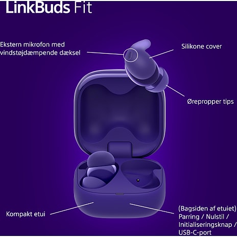 Sony LinkBuds Fit trådløse in-ear høretelefoner – Lilla