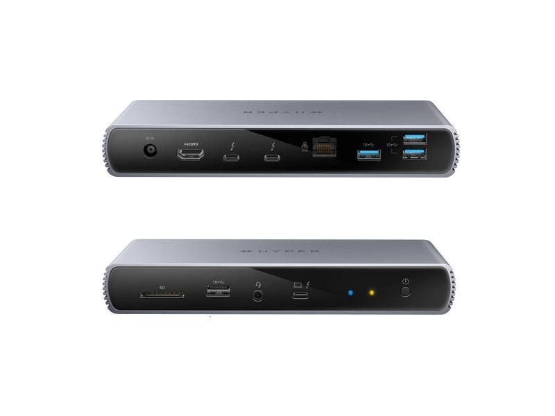 HYPER Dockingstation HyperDrive ThunderBolt 4 Grau Thunderbolt 4-Dockingstation mit Dual 4K 60 Hz Display-Unterstützung