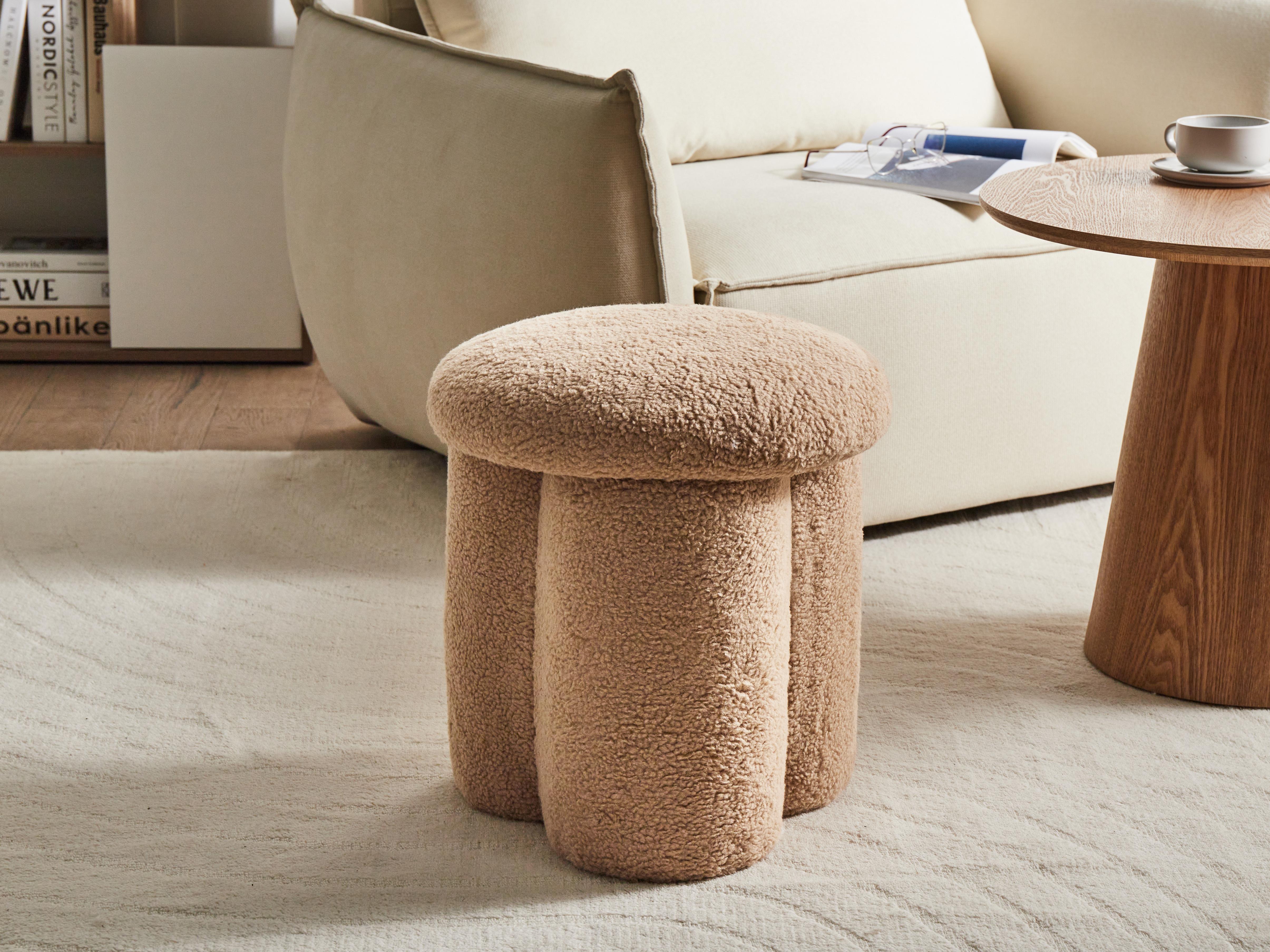 Poef CARRINGTON Bouclé Beige