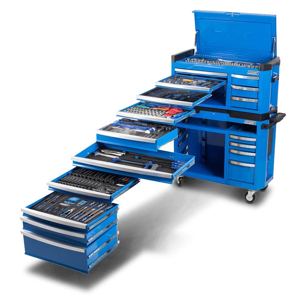 Kit de ferramentas KINCROME Contour TFL com 551 peças, 17 gavetas e carrinho - Azul P1810