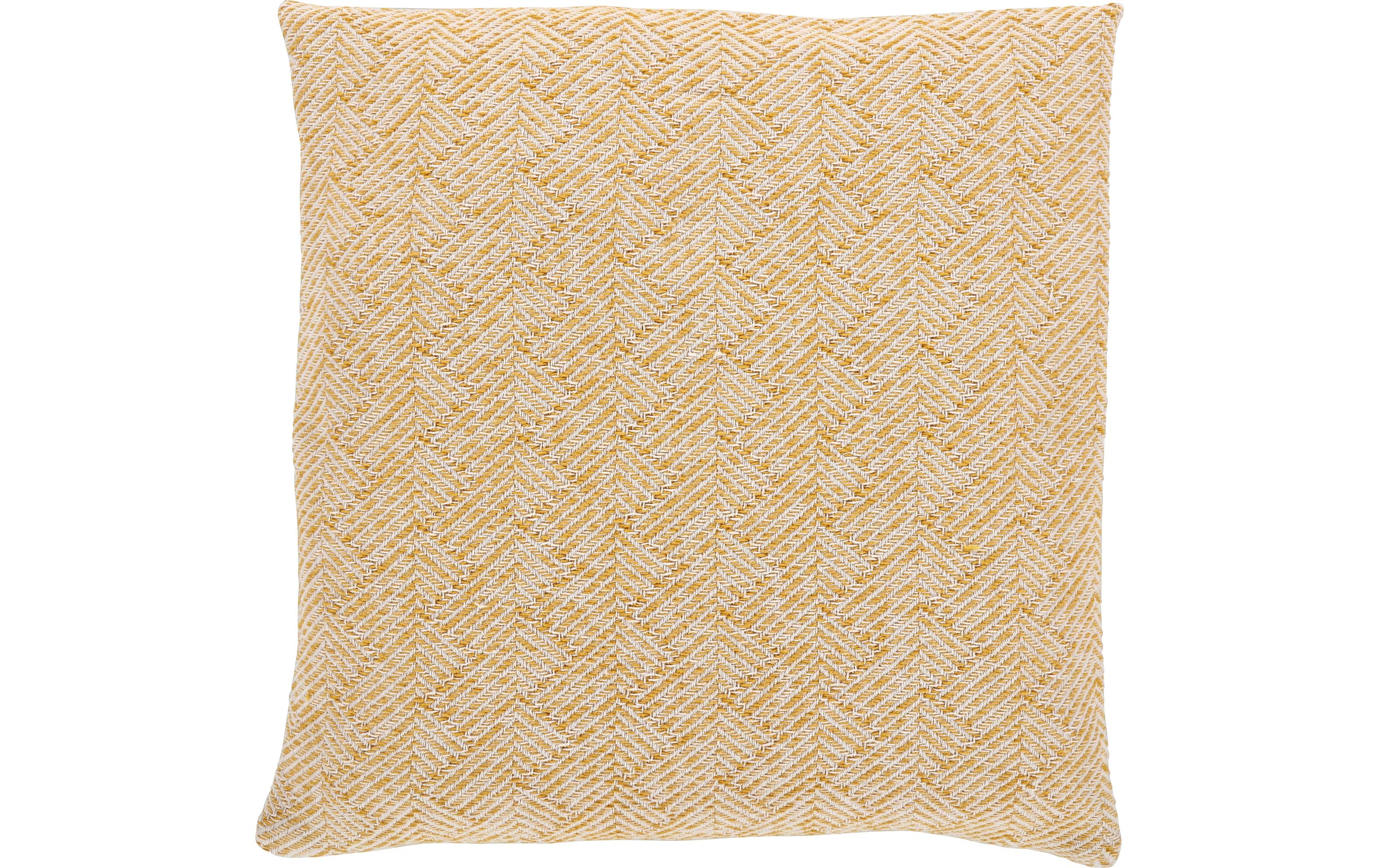 Kissen Mykonos 45 x 45 cm, OckerAtmungsaktives Kissen in Fischgradoptik aus reiner Baumwolle