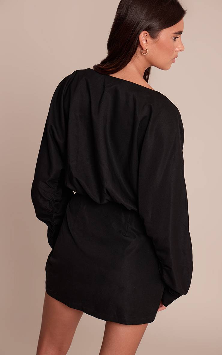 Noir Robe Moulante En Popeline De Coton Chocolat