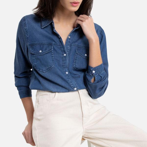 Vila Camisa de Ganga Azul Escuro XS