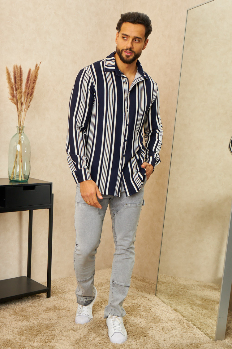 Chemise à rayures bleu et blanc
