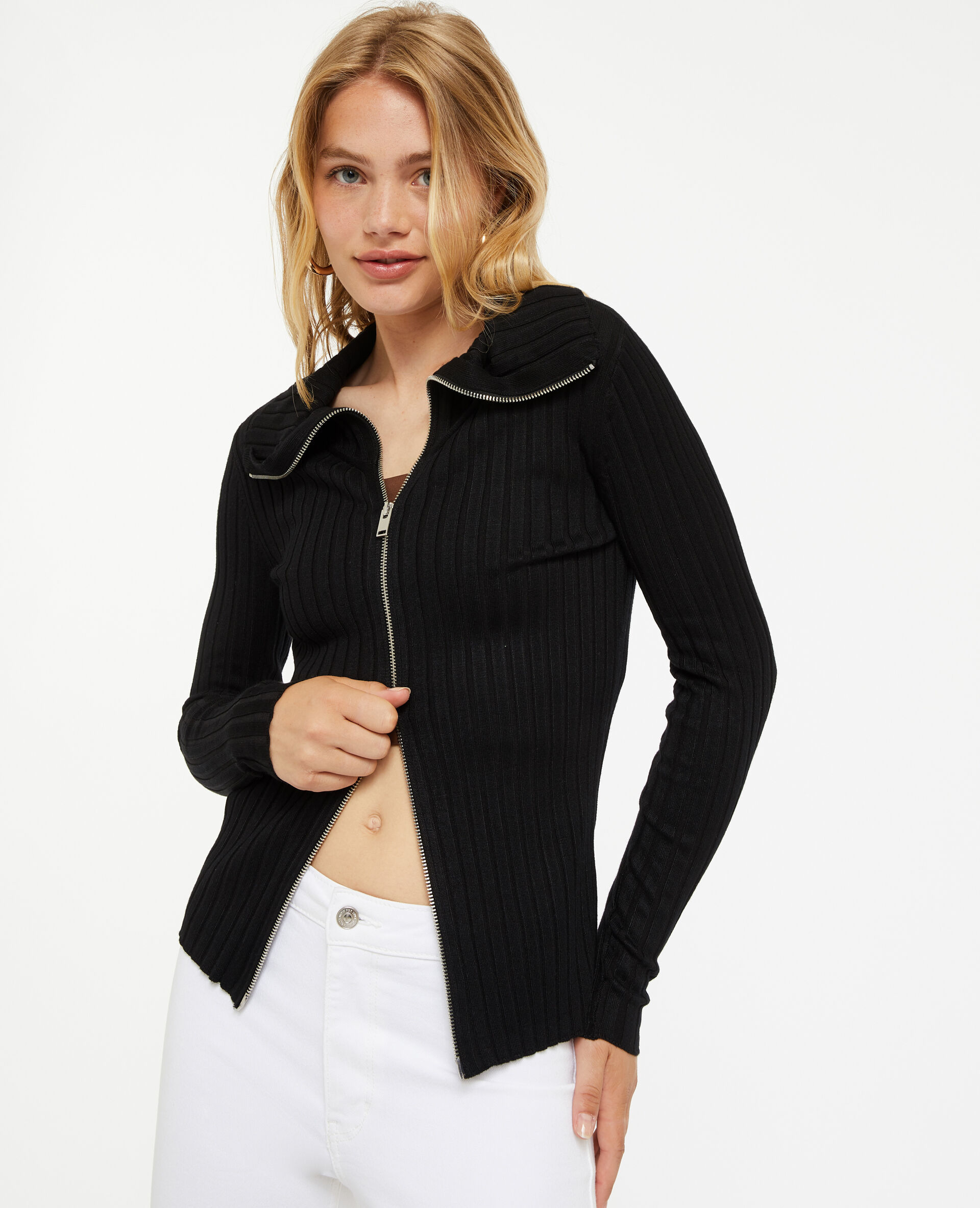 Gilet zippé col montant - Noir