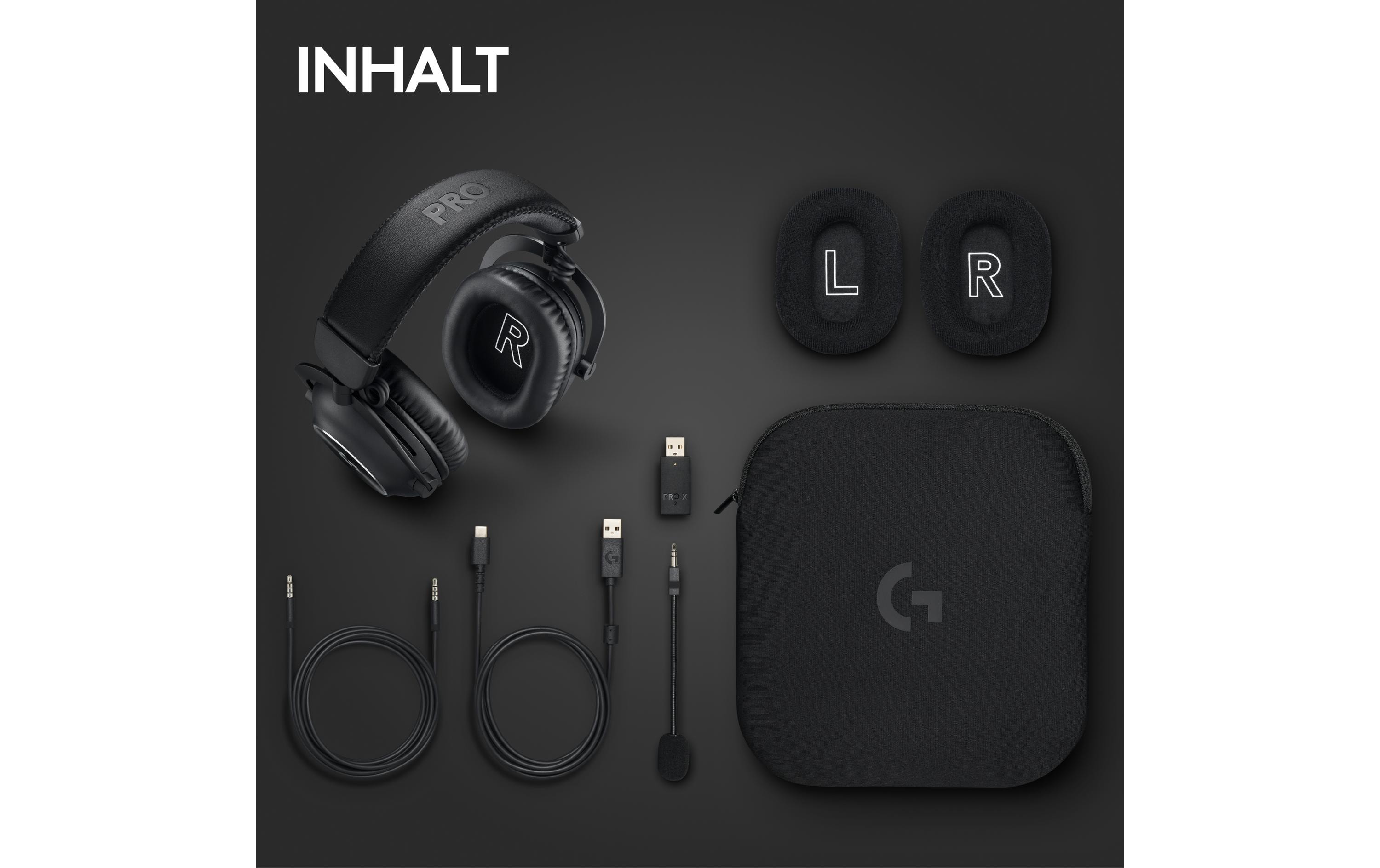 Headset G Pro X 2 Wireless Lightspeed Gaming Schwarz<br>Kabelloses Over-Ear-Headset mit Surround-Sound und weichem Ohrpolster