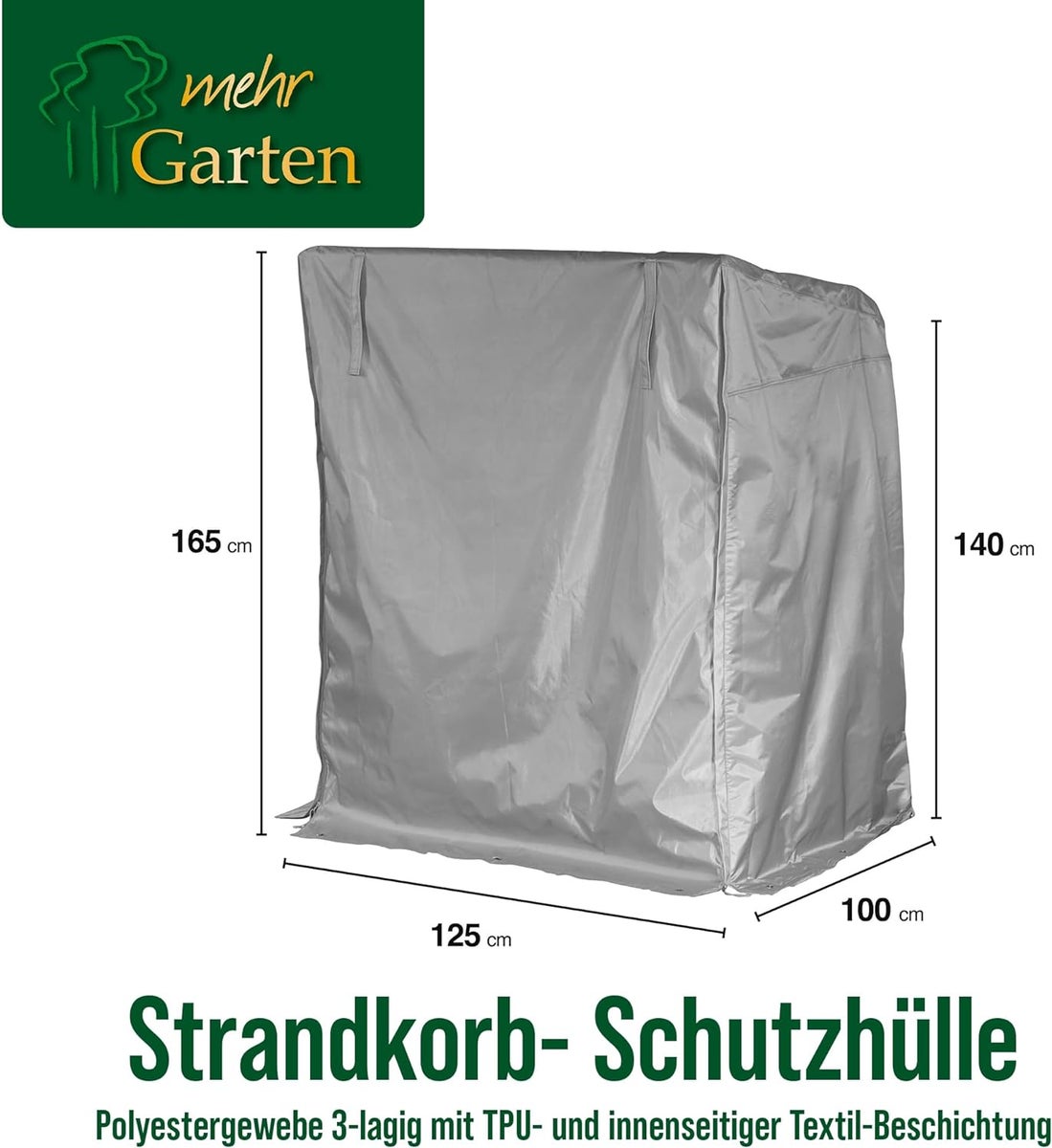 More Garden - Premium Plus strandstoelhoes: 125(B) x 100(D) x 165/140(H) cm | Ademende, waterdichte en uv-bestendige hoes voor strandstoelen van 3-laags stof | Bescherming voor strandstoelen | Taupe