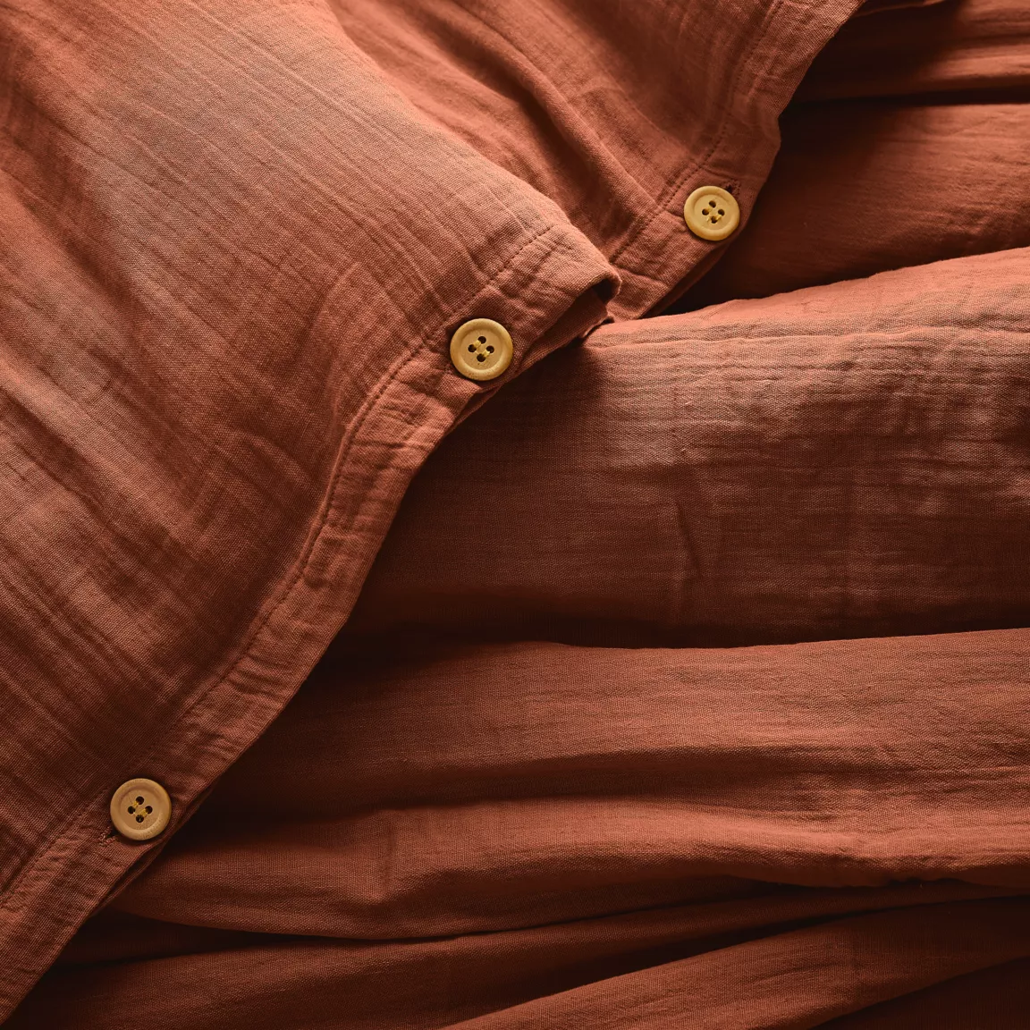 Housse de couette gaze de coton (280 x 240 cm) Gaïa Terracotta