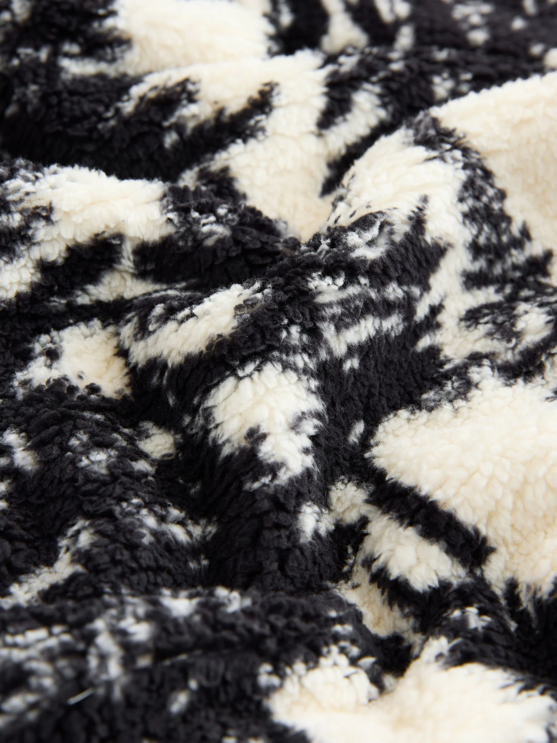Black/Cream Tree Print - Matching Family Hooded Zip Borg Fleece Jacket (3-16yrs)