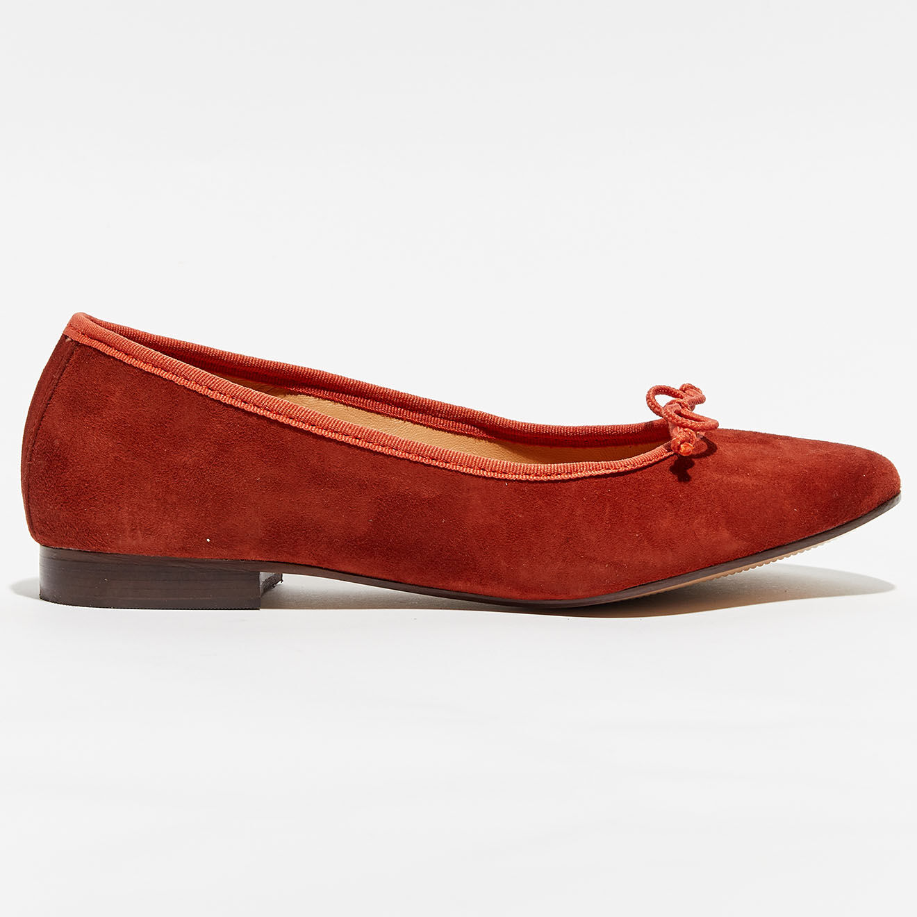 Quartier Latin Ballerines en Velours de Cuir Nicole brique
