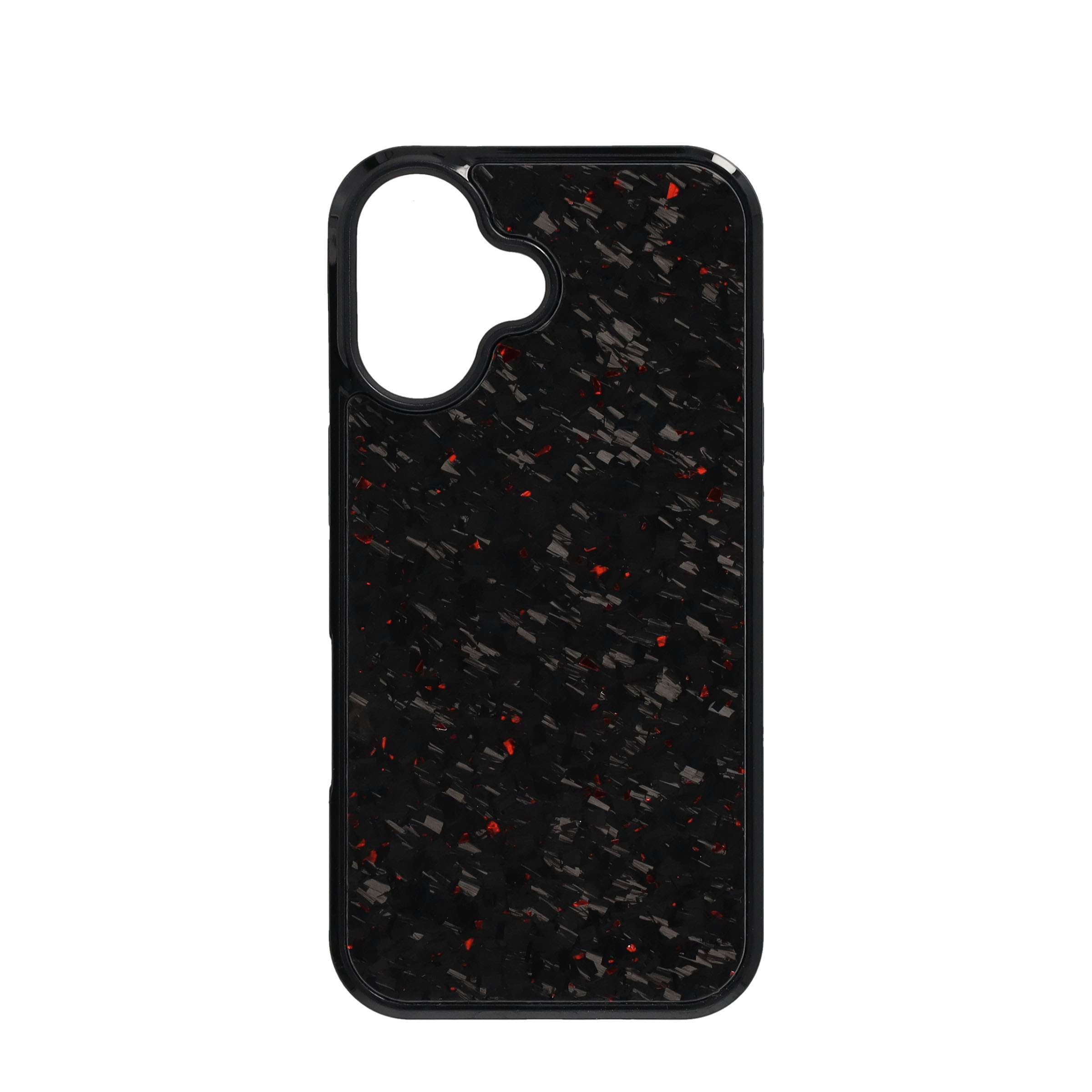 iPhone 16 MagSafe Carbon Gummi Case Schutzhülle mit TPU Bumper - Rot / Schwarz