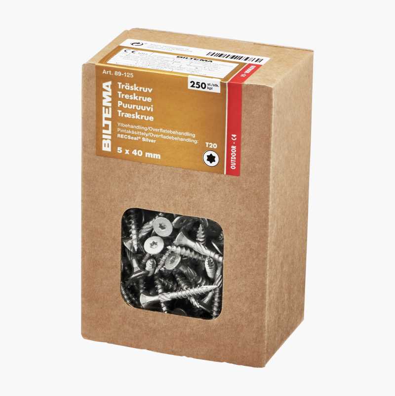 Treskrue 5 x 40 mm, C4,  250 stk.