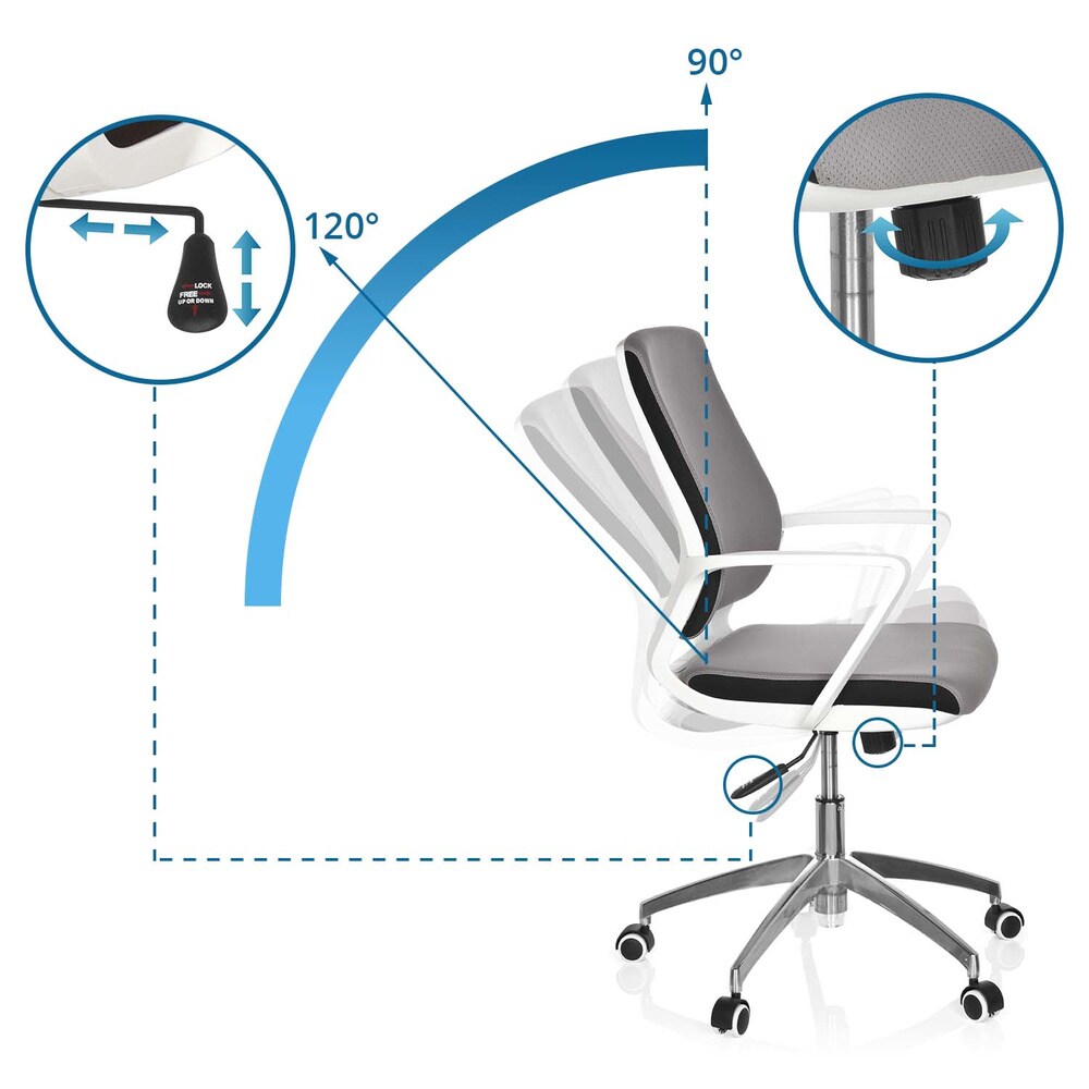 Profi Bürostuhl ESTRA Stoff mit Armlehnen (nicht höhenverstellbar) hjh OFFICE