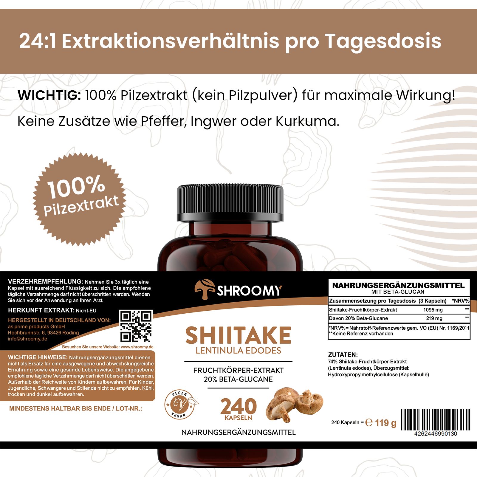 SHROOMY Shiitake Extrakt Kapseln