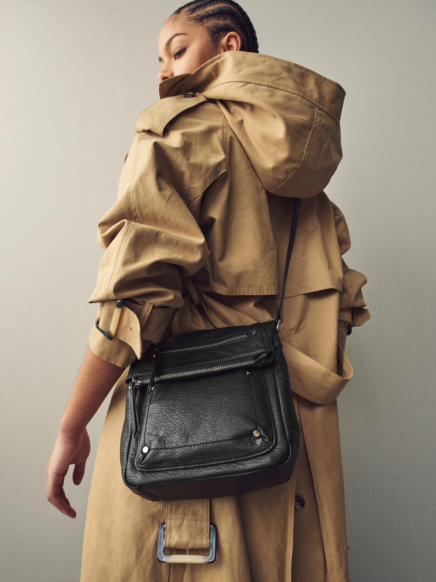Zwart - Gewassen messenger-tas