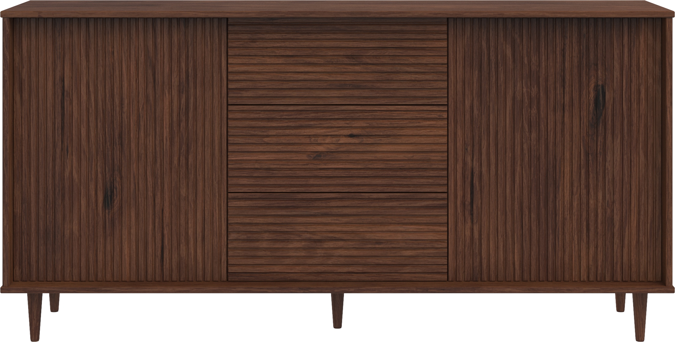 INOSIGN Sideboard »Malmedy  Front mit gefrästen Rillen« Kommode aus massivem Kiefernholz, Push-to-open, Breite 160 cm